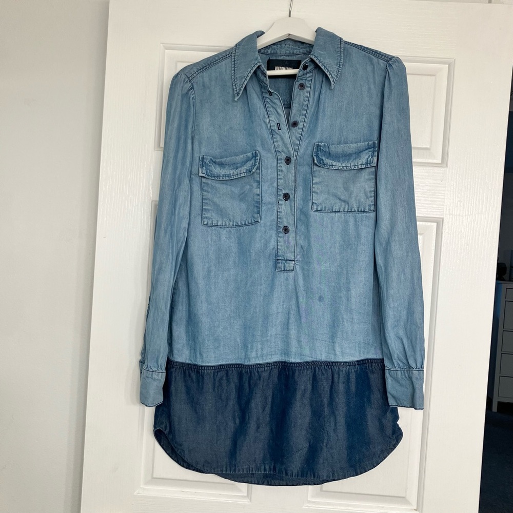 Reformation colorblock blue chambray denim dress size small